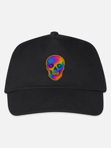 Regenbogen Skull Glitzer zu Halloween - Kinder Basecap - Schwarz