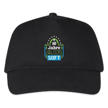 Airsoft Jubiläum 10 Jahre Trainer Spieler Jubi - Kinder Basecap - Schwarz - Vorne