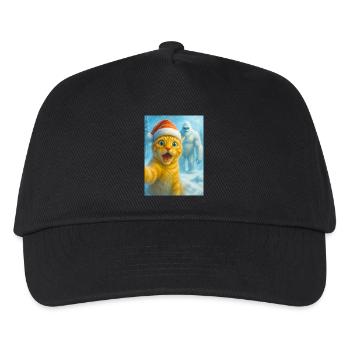  cat, Santa hat, Yeti, Christmas, snow, meme,selfi - Kinder Basecap - Schwarz - Vorne