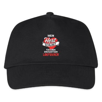 My heart beats for a train driver / train, train - Kids’ Baseball Cap - black - Front