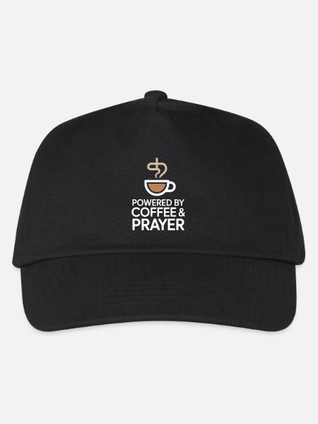 Powered By Coffee And Prayer Kaffeeliebe Glaube - Kinder Basecap - Schwarz