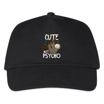 Cute But Psycho Verrücktes Faultier - Kinder Basecap - Schwarz - Vorne