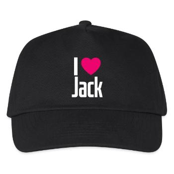 I Love Jack Pinkes Herz Ich liebe Jack - Kinder Basecap - Schwarz - Vorne
