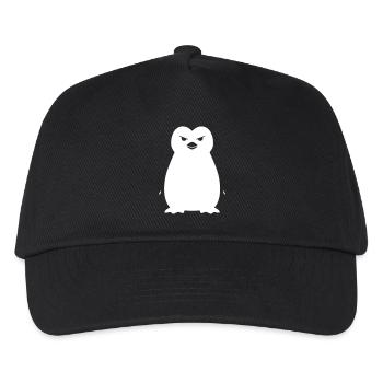 Pinguin Stencil: Boldes Grunge-Statement - Kinder Basecap - Schwarz - Vorne