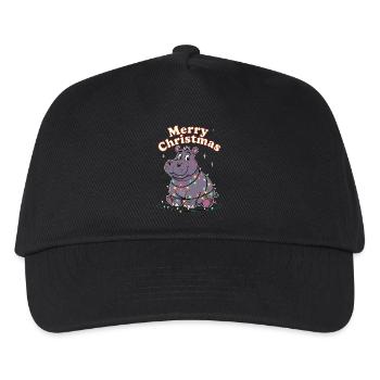 Afrika Weihnachten Zoo Nilpferd Merry Christmas - Kinder Basecap - Schwarz - Vorne