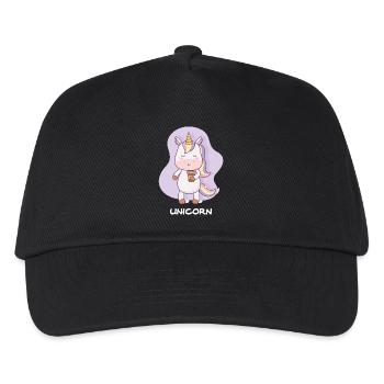 Coffee-drinking unicorn - Kids’ Baseball Cap - black - Front
