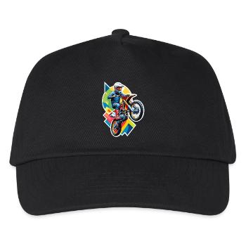 Motocross-Motorrad-Cross-Trial-Enduro-Freestyle - Kinder Basecap - Schwarz - Vorne