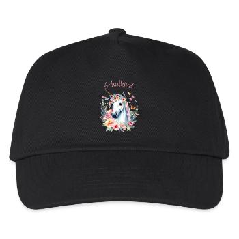 Unicorn with Flowers Butterflies - School Child 2026 - Kids’ Baseball Cap - black - Front