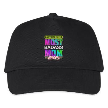 World's Badass Mom – Mutiges, florales Muttertagsgeschenk - Kinder Basecap - Schwarz - Vorne