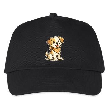 Kuschelhund mit Orangen Bandana - Kinder Basecap - Schwarz - Vorne