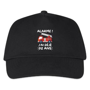 Alarm I'm already 2 years old, firefighter's birthday - Kids’ Baseball Cap - black - Front