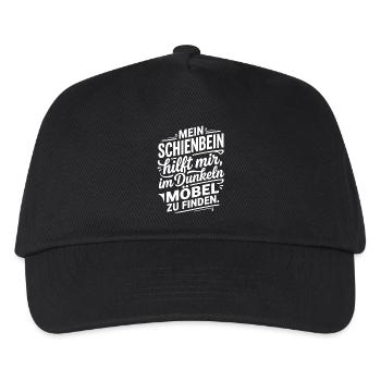 Schienbein trifft Möbel Humor Spruch - Kinder Basecap - Schwarz - Vorne