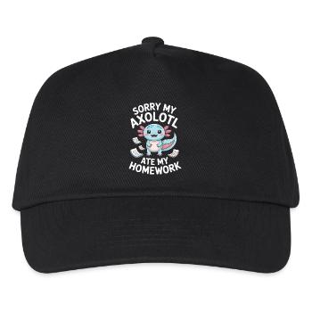 Axolotl-Hausaufgaben-Entschuldigung - Kinder Basecap - Schwarz - Vorne
