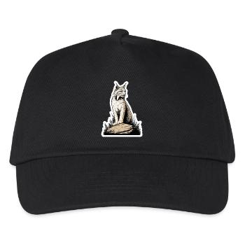 Luchs Felsen Portrait Wildkatze Natur - Kinder Basecap - Schwarz - Vorne