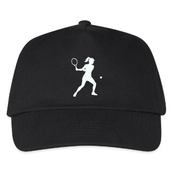 Tennis silhouette in swing - Kids’ Baseball Cap - black - Front