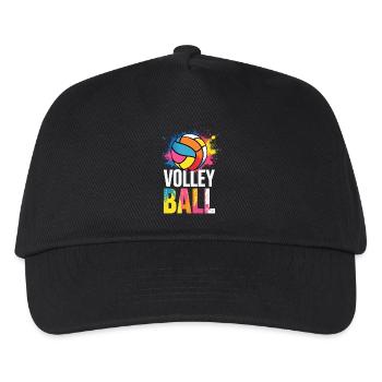 Volleyball Bunt Farbkleckse Sport Mannschaft - Kinder Basecap - Schwarz - Vorne