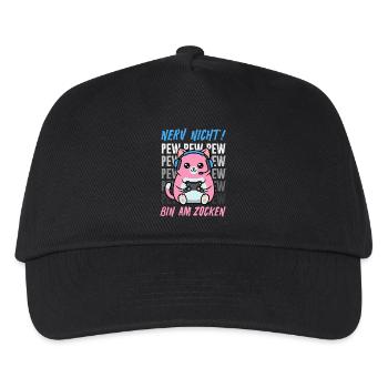 Nerv Nicht Pew Pew Bin Am Zocken Lustige Katze - Kinder Basecap - Schwarz - Vorne
