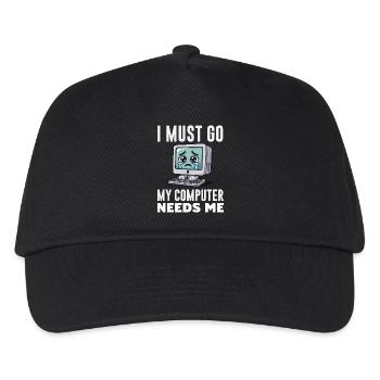 I Must Go My Computer Needs Me Lustiger PC Experte - Kinder Basecap - Schwarz - Vorne