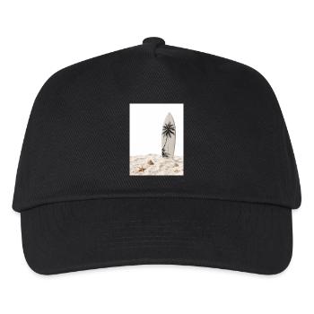 Surfbrett im Sand - Kinder Basecap - Schwarz - Vorne