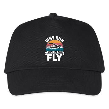  Why Run When You Can Fly Schwimmer Spruch Retro - Kinder Basecap - Schwarz - Vorne