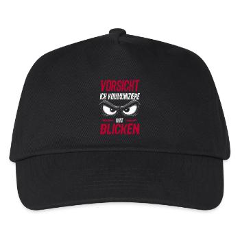Vorsicht Ich kommuniziere mit Blicken - Kinder Basecap - Schwarz - Vorne