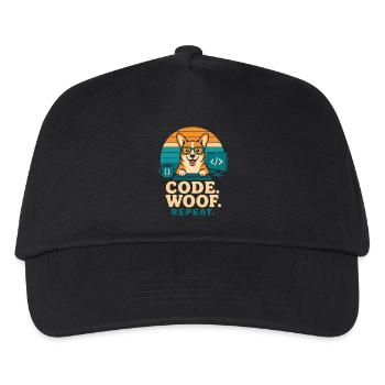 Code Woof Repeat Programmer Corgi - Kids’ Baseball Cap - black - Front