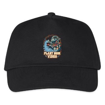 Plant Mom Vibes Retro Gartenmotiv - Kinder Basecap - Schwarz - Vorne