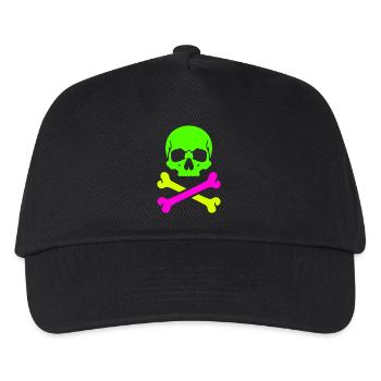 Neon Skull Crossed Bones Colorful Pirate Skull - Kids’ Baseball Cap - black - Front
