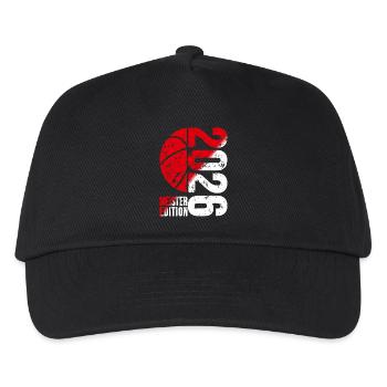 Basketball Meister Edition 2026 in rot und weiß - Kinder Basecap - Schwarz - Vorne