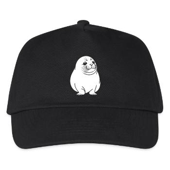 Moppelige Robbe One Line Tiermotiv - Kinder Basecap - Schwarz - Vorne