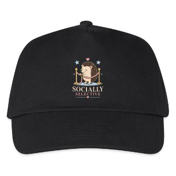Socially selective hedgehog with humor - Kids’ Baseball Cap - black - Front
