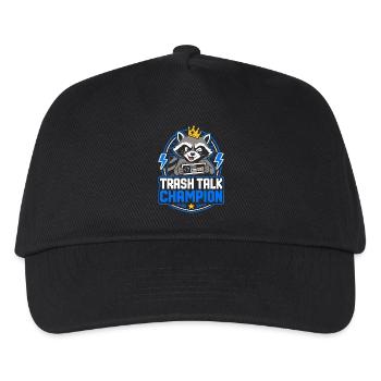 Trash Talk Champion – Gamer-Waschbär mit Krone - Kinder Basecap - Schwarz - Vorne