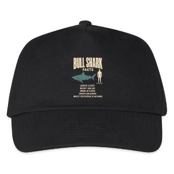 Bull Shark Fakten Tierrekord Größenvergleich Tafel - Kinder Basecap - Schwarz - Vorne