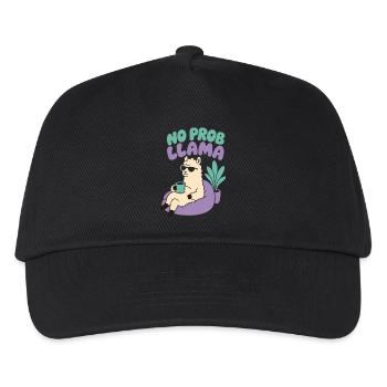 No Prob Llama – Entspanntes Lama mit Kaffee - Kinder Basecap - Schwarz - Vorne