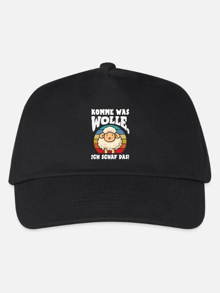 Komme Was Wolle Schaf Retro Vintage Design - Kinder Basecap - Schwarz