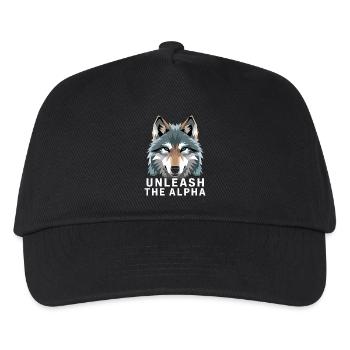  Unleash The Alpha Wolf Motivationsspruch Alpha - Kinder Basecap - Schwarz - Vorne