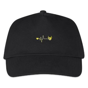 Wikinger Helm Puls Herz Liebe - Kinder Basecap - Schwarz - Vorne