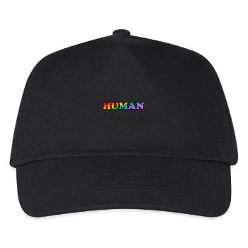 Menschlicher Regenbogentext LGBTQ-Stolz - Kinder Basecap - Schwarz - Vorne