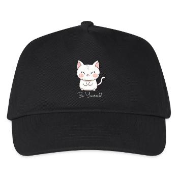 Katze Be Yourself Sei Du Selbst Liebe Motivation - Kinder Basecap - Schwarz - Vorne