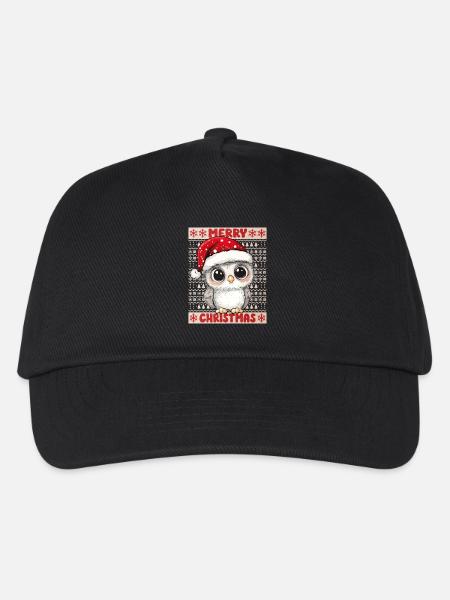 Eule Ugly Christmas Weihnachten Xmas Süß Niedlich - Kinder Basecap - Schwarz