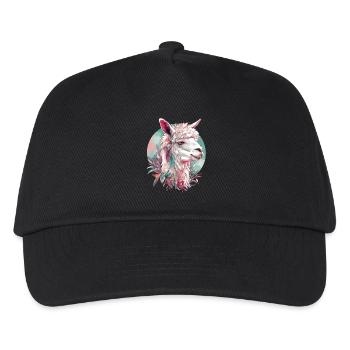 Alpaka Lama Tier Natur Zoo Anden Inka Bunt Kunst - Kinder Basecap - Schwarz - Vorne