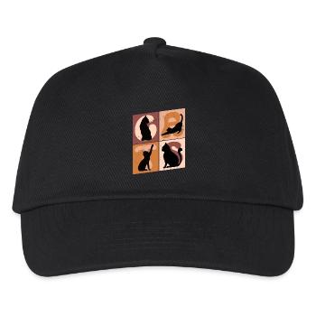 Katze Kätzchen Kater Kitten Mieze Silhouette Kunst - Kinder Basecap - Schwarz - Vorne
