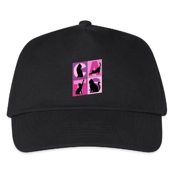 Katze Kätzchen Kater Kitten Mieze Silhouette Kunst - Kinder Basecap - Schwarz - Vorne