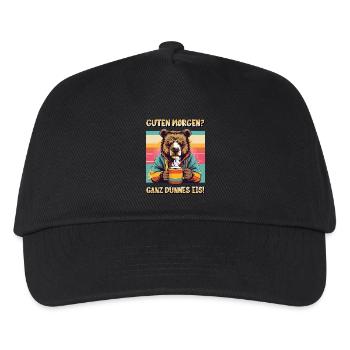 Good morning very thin bear coffee funny - Kids’ Baseball Cap - black - Front