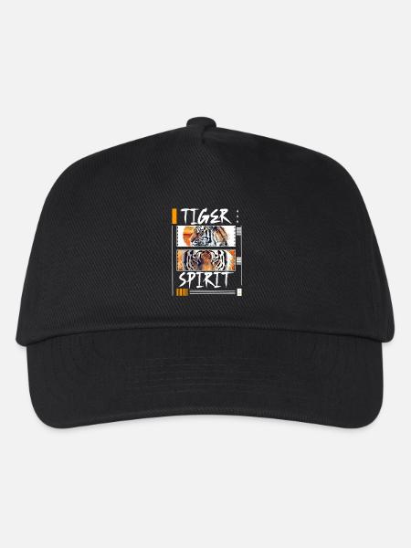 Tiger Tigerkopf Raubkatze Natur Wildnis Wild Stark - Kinder Basecap - Schwarz
