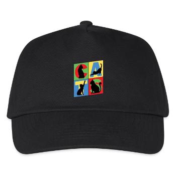 Katze Kätzchen Kater Kitten Mieze Silhouette Kunst - Kinder Basecap - Schwarz - Vorne