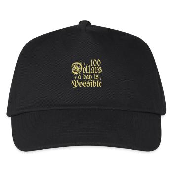 100 Dollar pro Tag sind möglich Typografie-Phrase - Kinder Basecap - Schwarz - Vorne