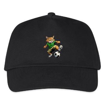 Katze Fussball grün - Kinder Basecap - Schwarz - Vorne