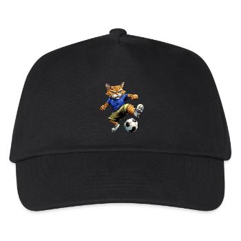 Katzen Fussball - Kinder Basecap - Schwarz - Vorne