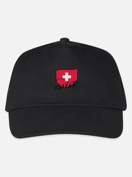 Swiss Flag Logo - Kinder Basecap - Schwarz
